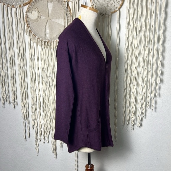 Free People Merino Wool Plum Button Front Cardigan Size S/P - Picture 4 of 9